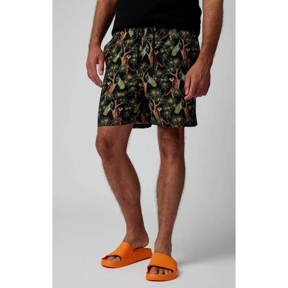 NEW STONE ROSE tigers swim shorts in black